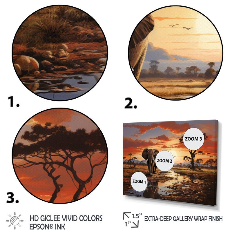 Designart "Africa Wildlife African Animals" Animals Canvas Prints Set